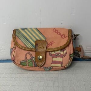 Vintage Dooney & Bourke Wristlet HEART CHARM Removable Leather Strap